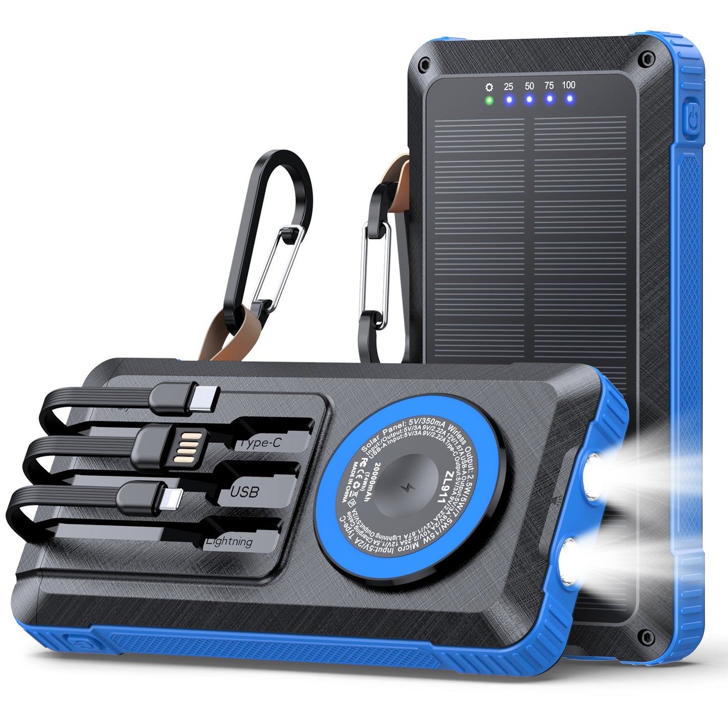 MORPELA Premium Solar Power Bank | 20,000mAh | 22.5W Fast Charging | 3-in-1 Magnetic Wireless Charging | Dual LED Flashlight