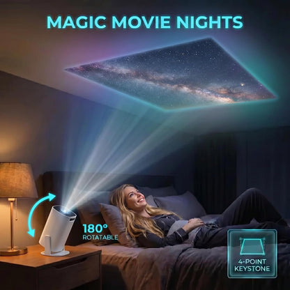 MORPELA S40 Ultra HD 4K Smart Projector | Android TV | WiFi 6 | Bluetooth | 180° Rotatable | 130" Display