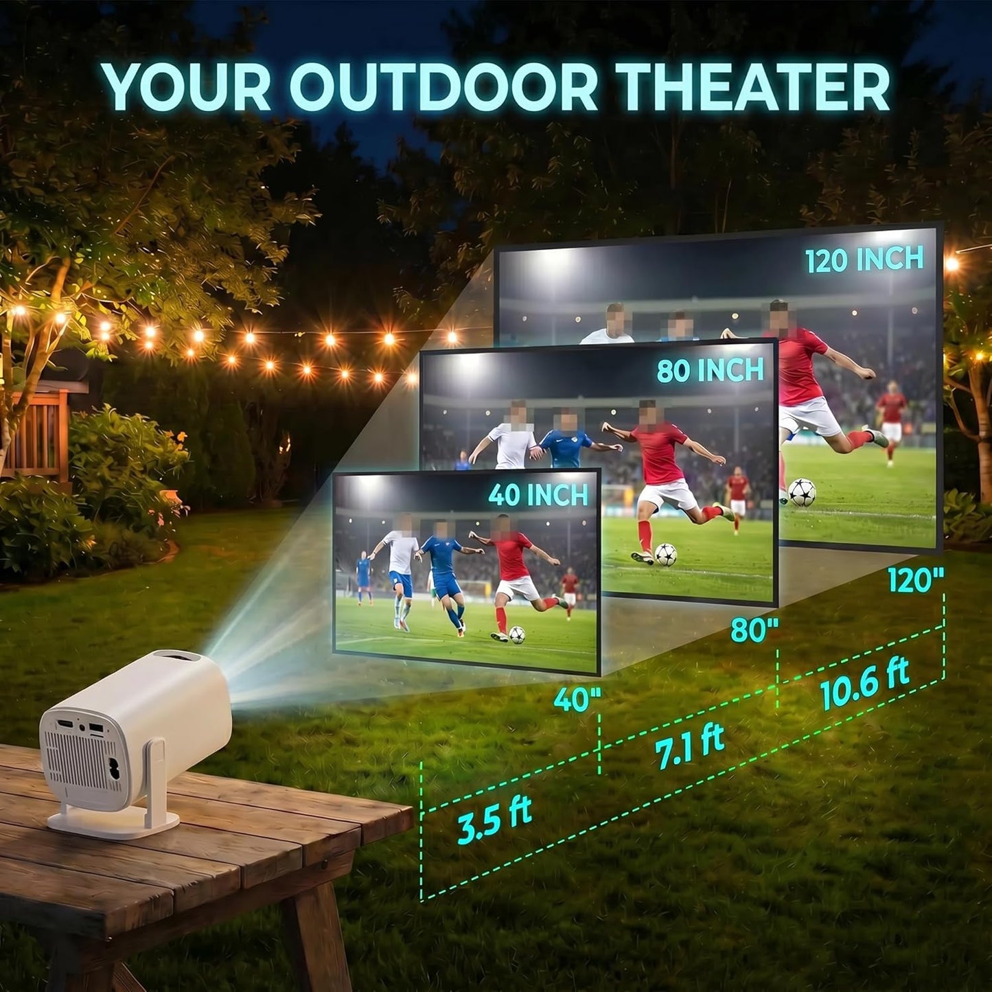 MORPELA S40 Ultra HD 4K Smart Projector | Android TV | WiFi 6 | Bluetooth | 180° Rotatable | 130" Display