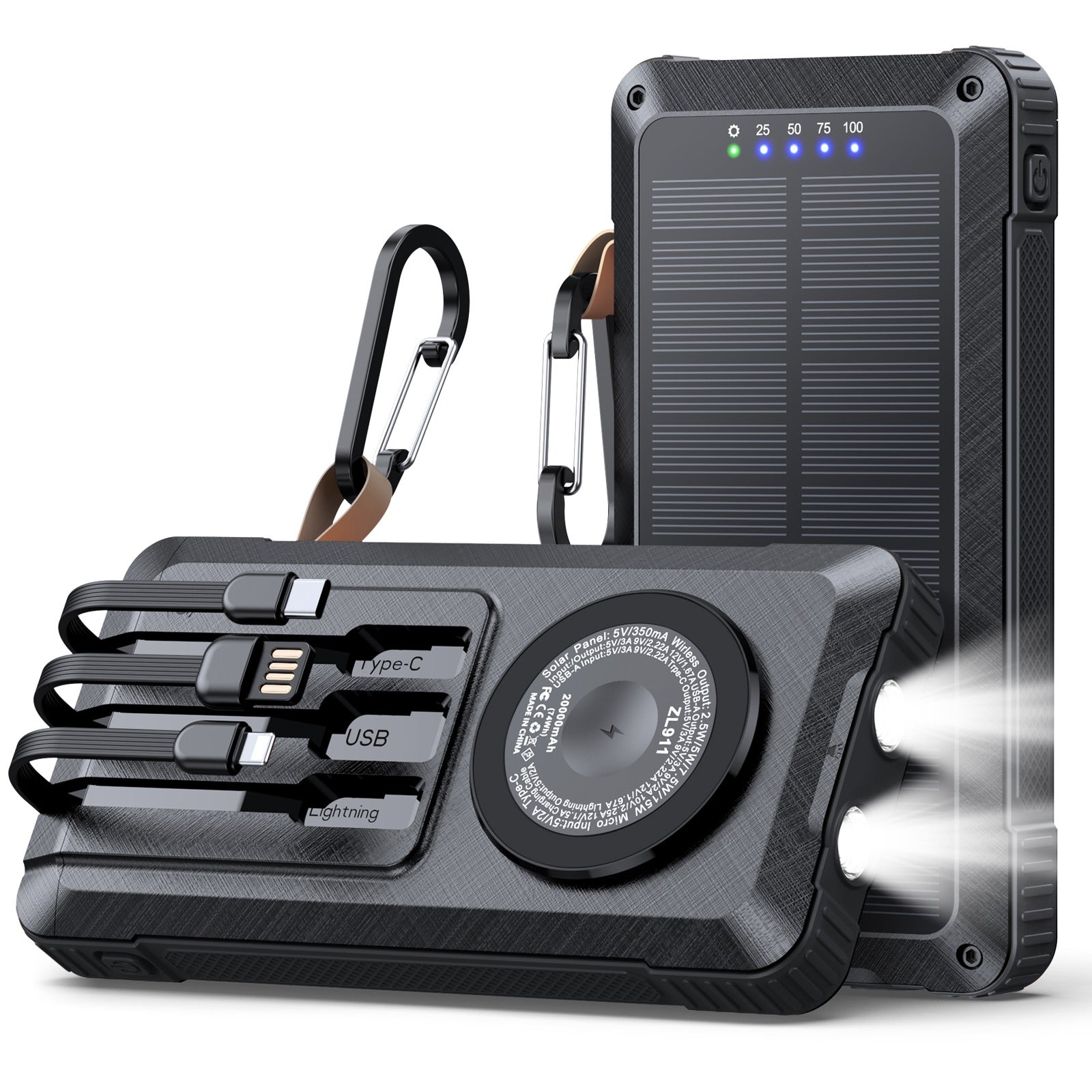 Morpela Premium Solar Power Bank, 20000mAh,22.5W 3 IN 1 Magnetic Wireless Charging, with LED