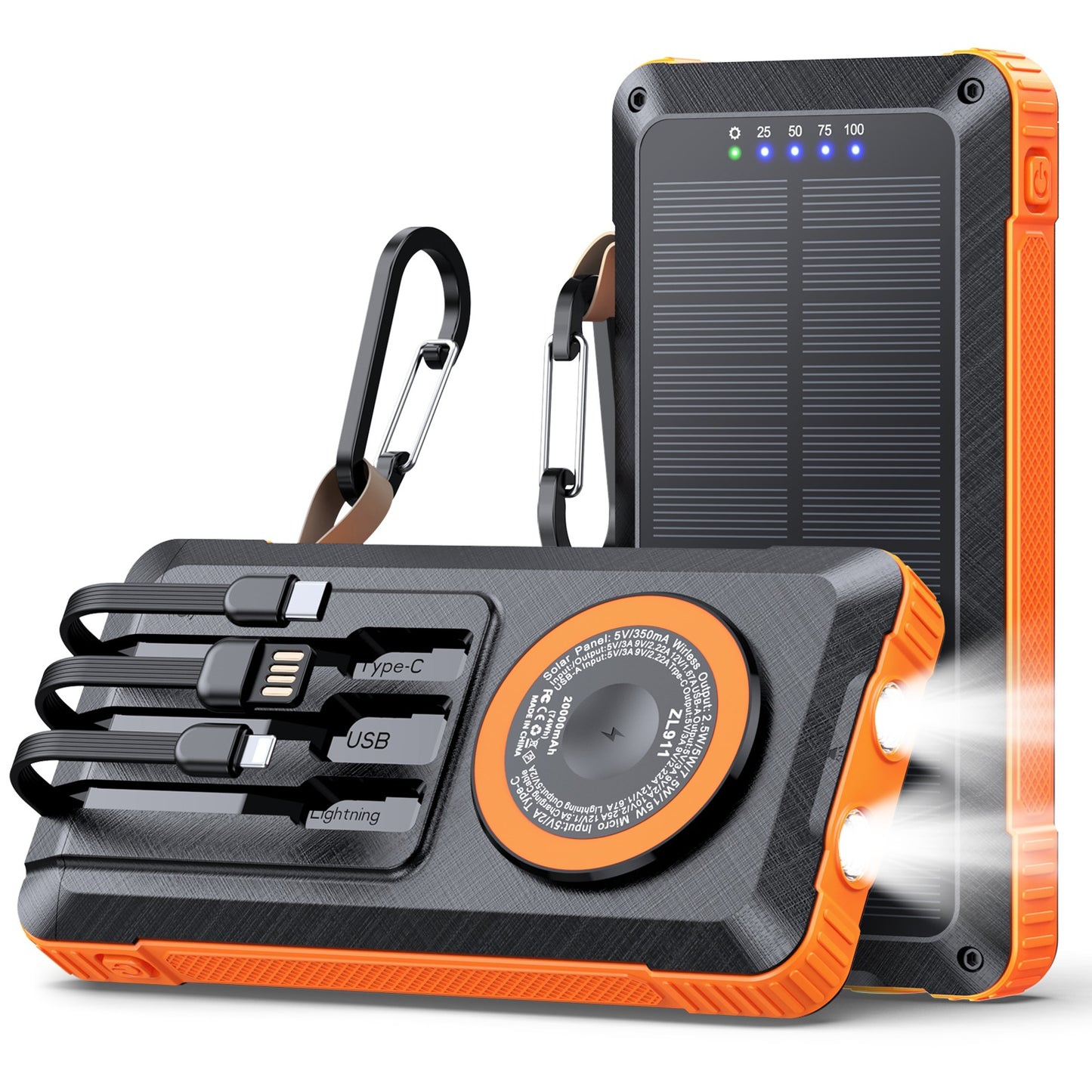 MORPELA Premium Solar Power Bank | 20,000mAh | 22.5W Fast Charging | 3-in-1 Magnetic Wireless Charging | Dual LED Flashlight