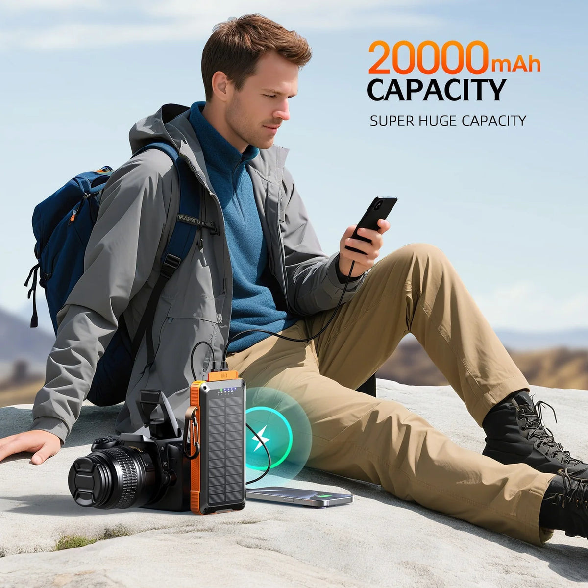 ☀️ MORPELA Premium Solar Power Bank 🔋 20,000mAh | 22.5W Fast Charging +🧲 Magnetic Wireless