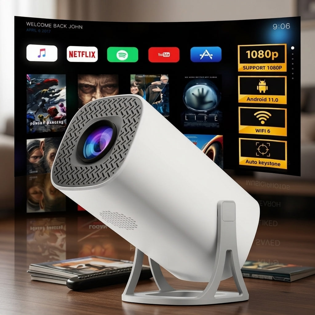 MORPELA S40 Ultra HD 4K Smart Projector | Android TV | WiFi 6 | Bluetooth | 180° Rotatable | 130" Display