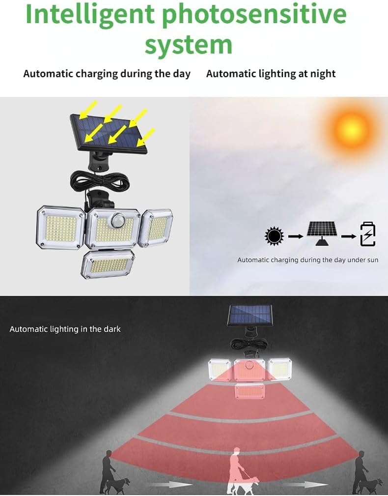 MORPELA Solar Outdoor Lights 3500LM 333 LED Security Lights with Remote Control