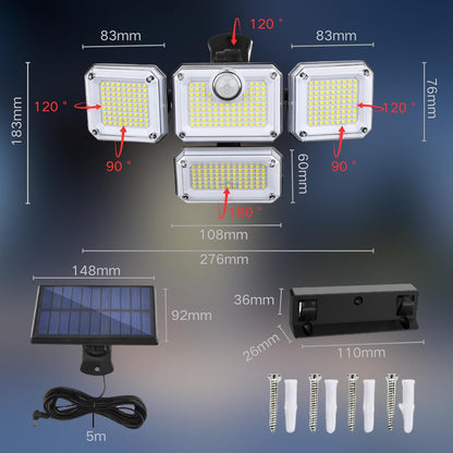 MORPELA Solar Outdoor Lights 3500LM 333 LED Security Lights with Remote Control